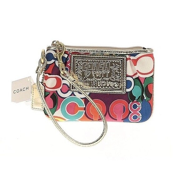 Coach Handbags - Coach Poppy Wristlet Signature C Multi Color Metallic Leather Y2K NWT